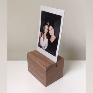 Walnut Polaroid photo holder display wood block